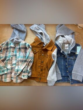 Carter's Kids Jacket Trio - Blue Denim, Mustard Corduroy, Teal Plaid